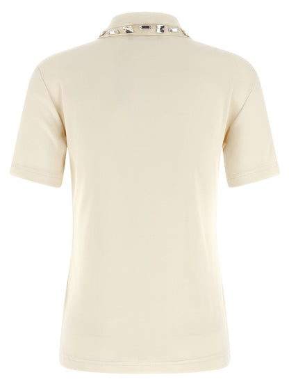 Fabiana Filippi Crystal Collar Polo Shirt Beige