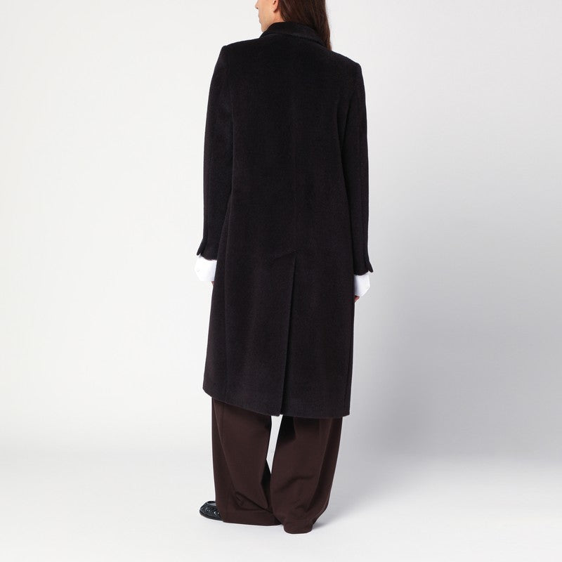 Tagliatore Brown Alpaca-Blend Double-Breasted Belted Coat Brown