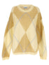 Ganni Logo Embroidery Diamond Sweater Yellow