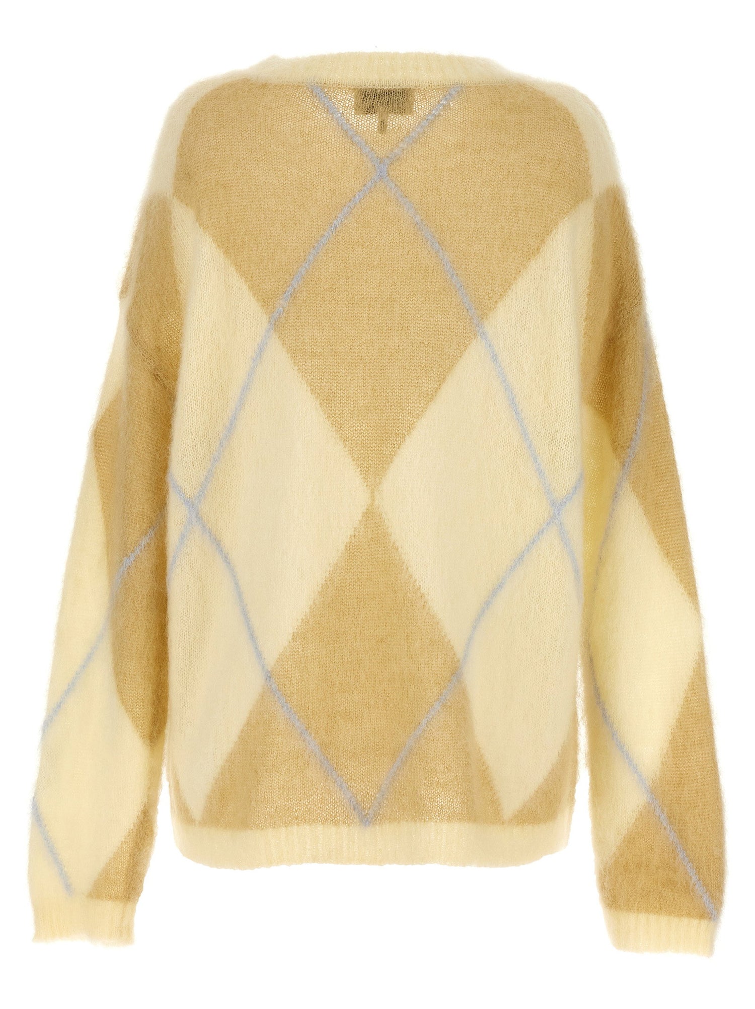 Ganni Logo Embroidery Diamond Sweater Yellow