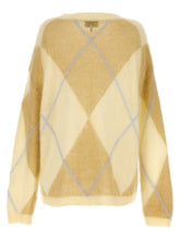 Ganni Logo Embroidery Diamond Sweater Yellow