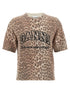 Ganni Leopard Wool Mix T-shirt Brown