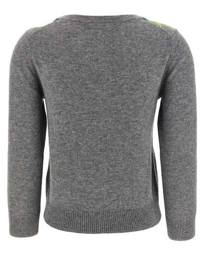 Ganni Grey Check Cardigan Gray