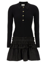 Ganni Melange Rib Knit Mini Dress Black