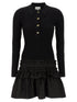 Ganni Melange Rib Knit Mini Dress Black