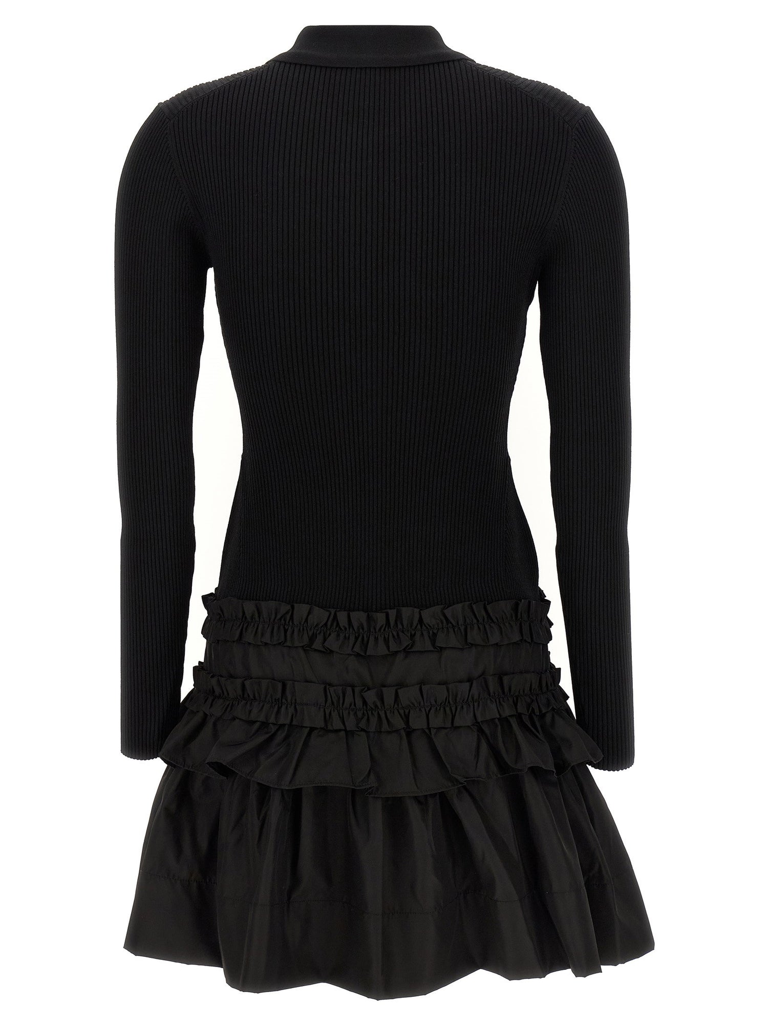 Ganni Melange Rib Knit Mini Dress Black