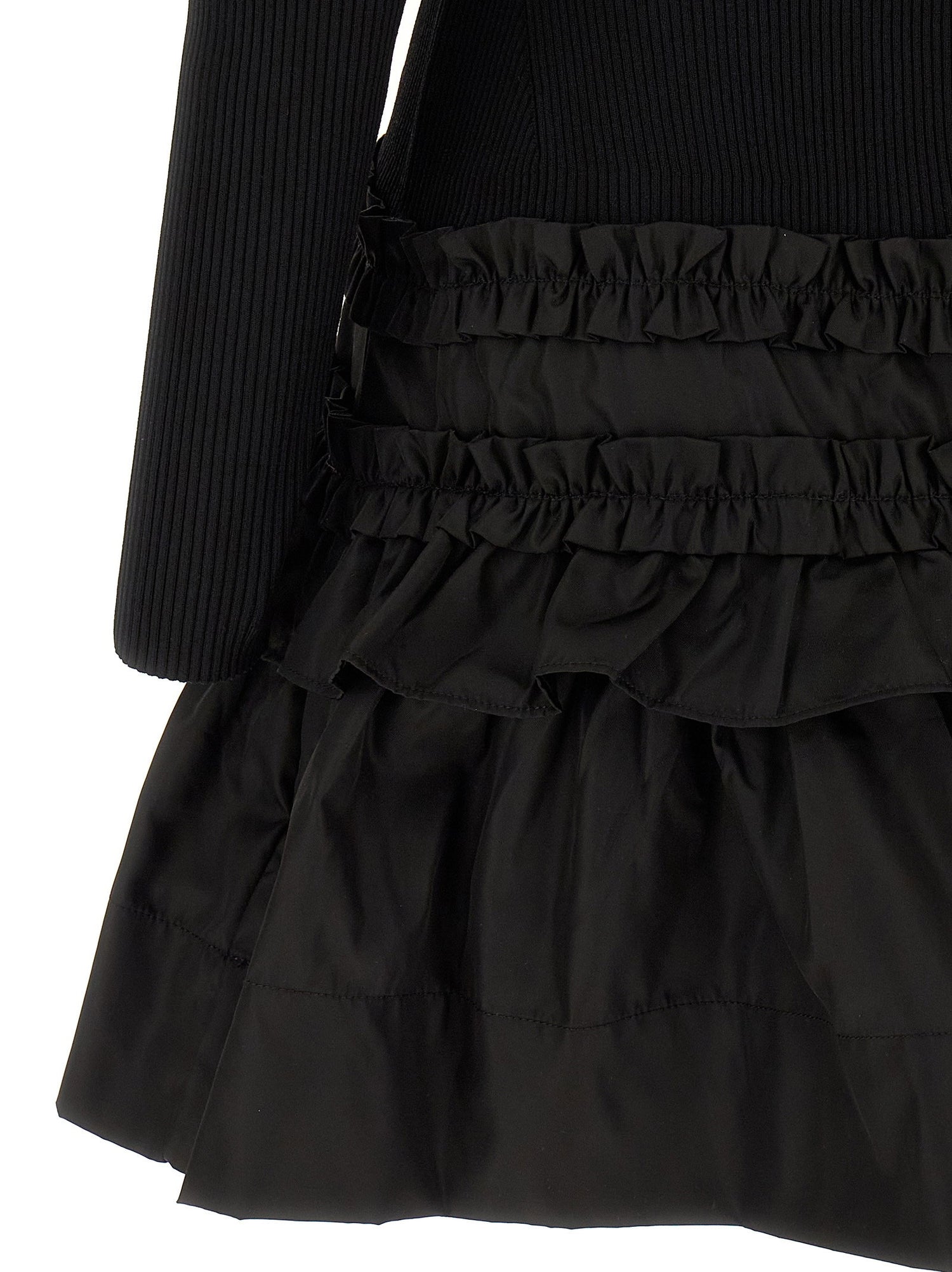 Ganni Melange Rib Knit Mini Dress Black