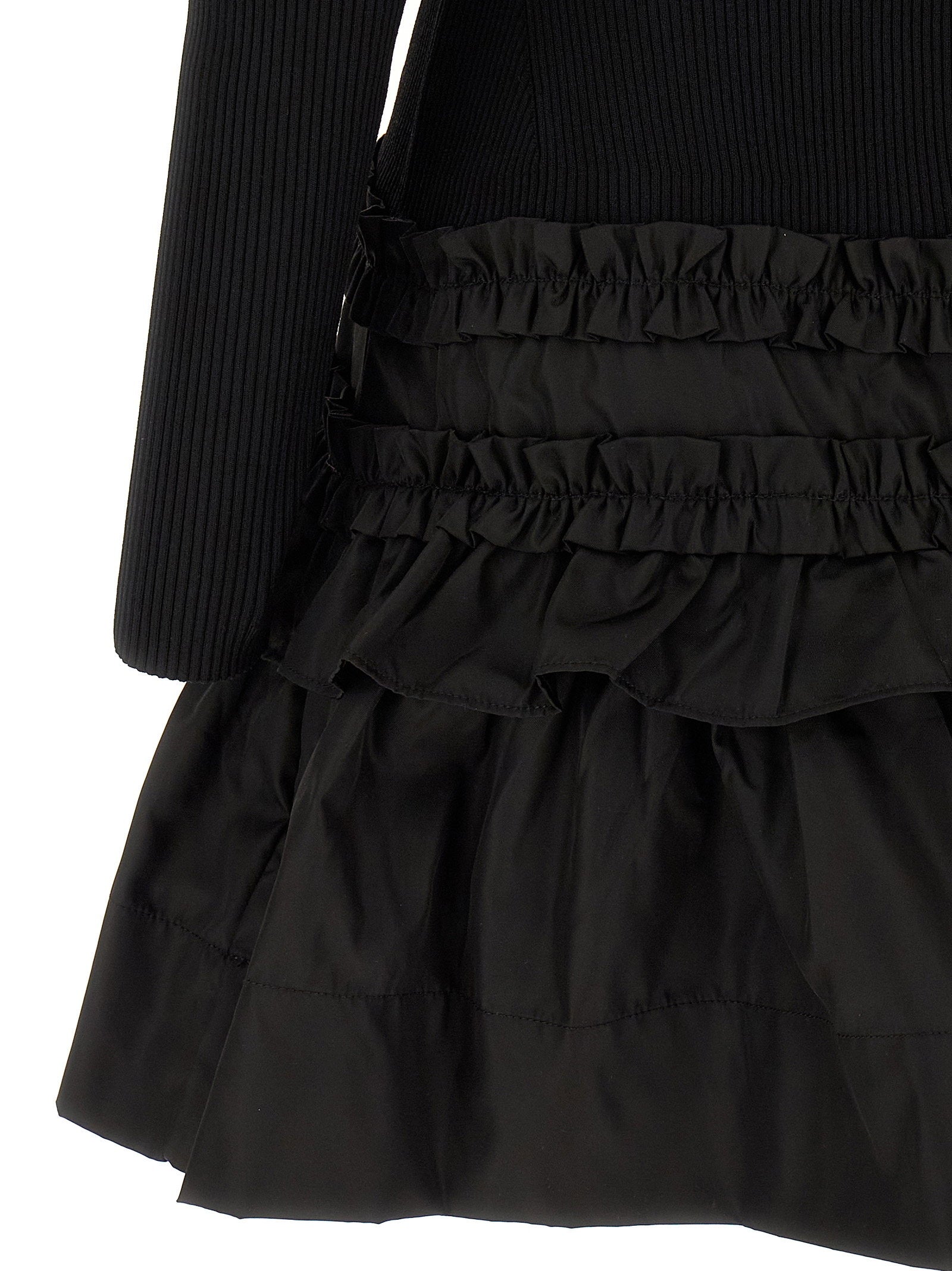 Ganni Melange Rib Knit Mini Dress Black