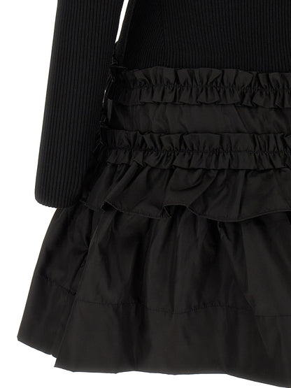 Ganni Melange Rib Knit Mini Dress Black