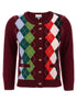 Ganni Burgundy Check Cardigan Bordeaux