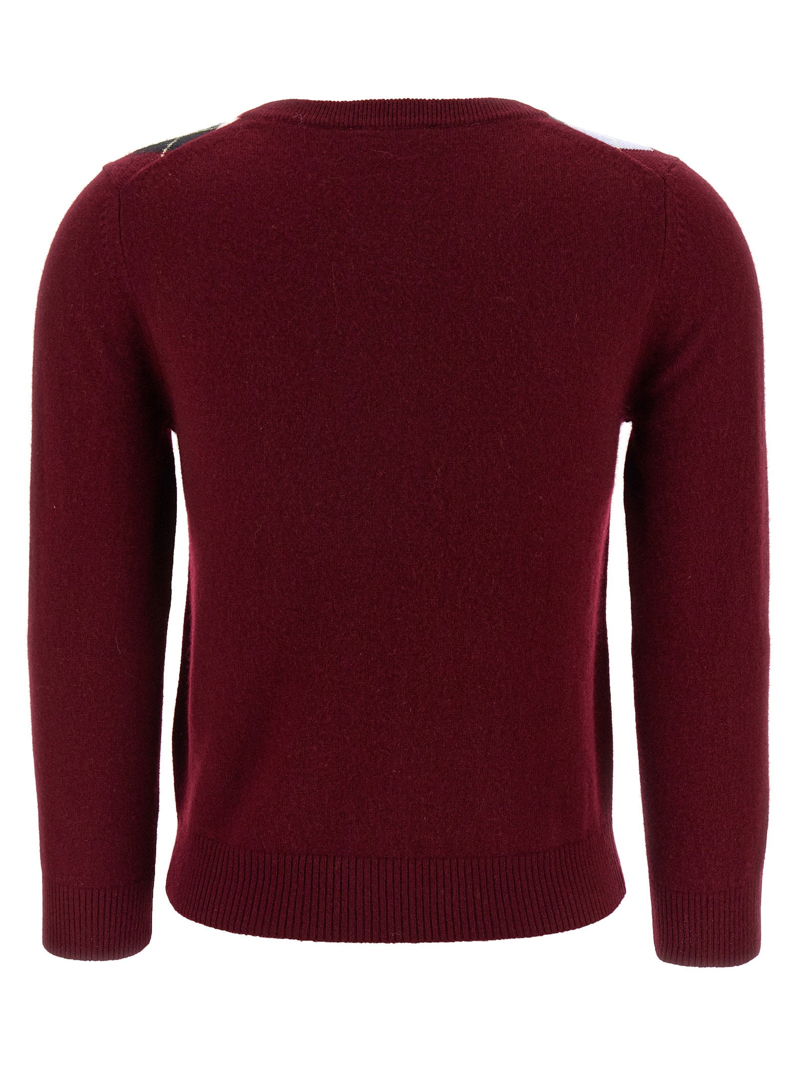 Ganni Burgundy Check Cardigan Bordeaux