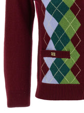 Ganni Burgundy Check Cardigan Bordeaux