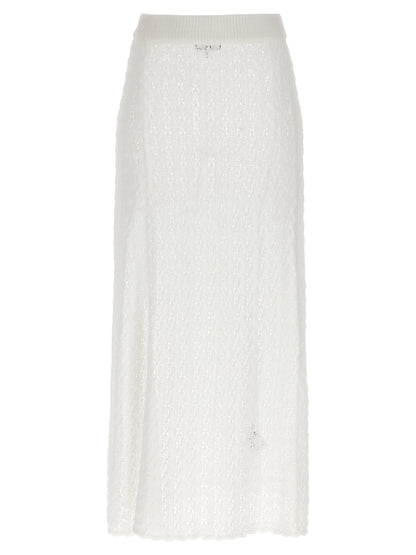 Ganni Shiny Pointelle Knit Skirt White