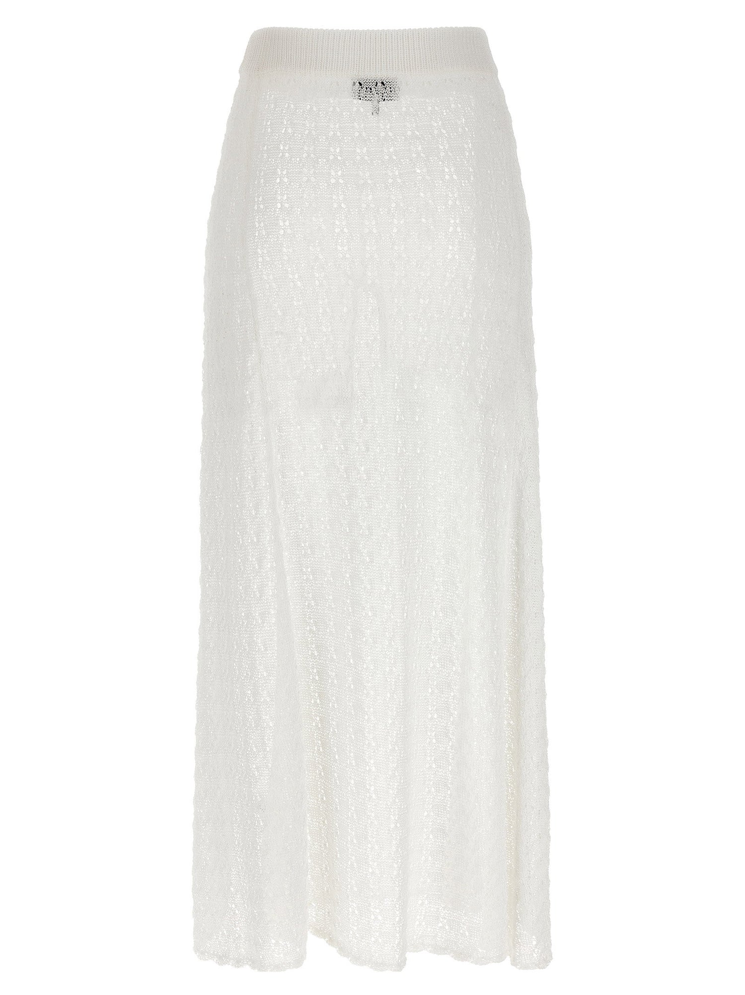 Ganni Shiny Pointelle Knit Skirt White
