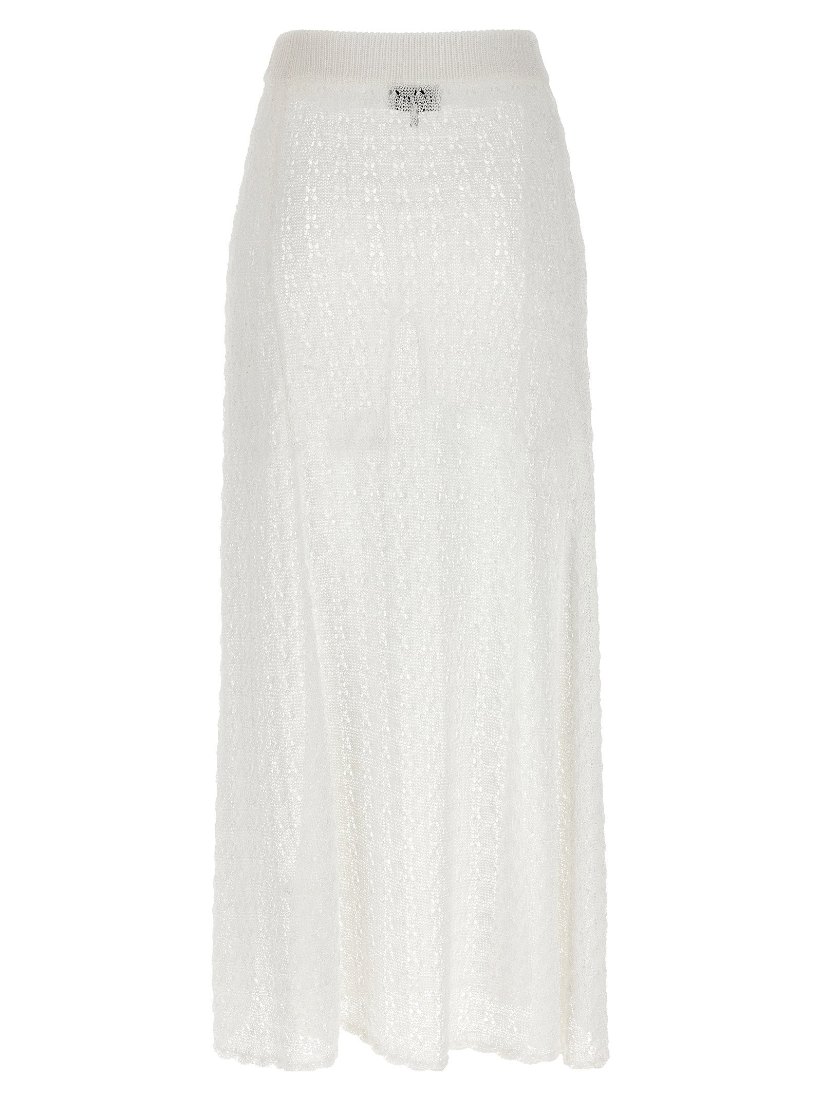Ganni Shiny Pointelle Knit Skirt White