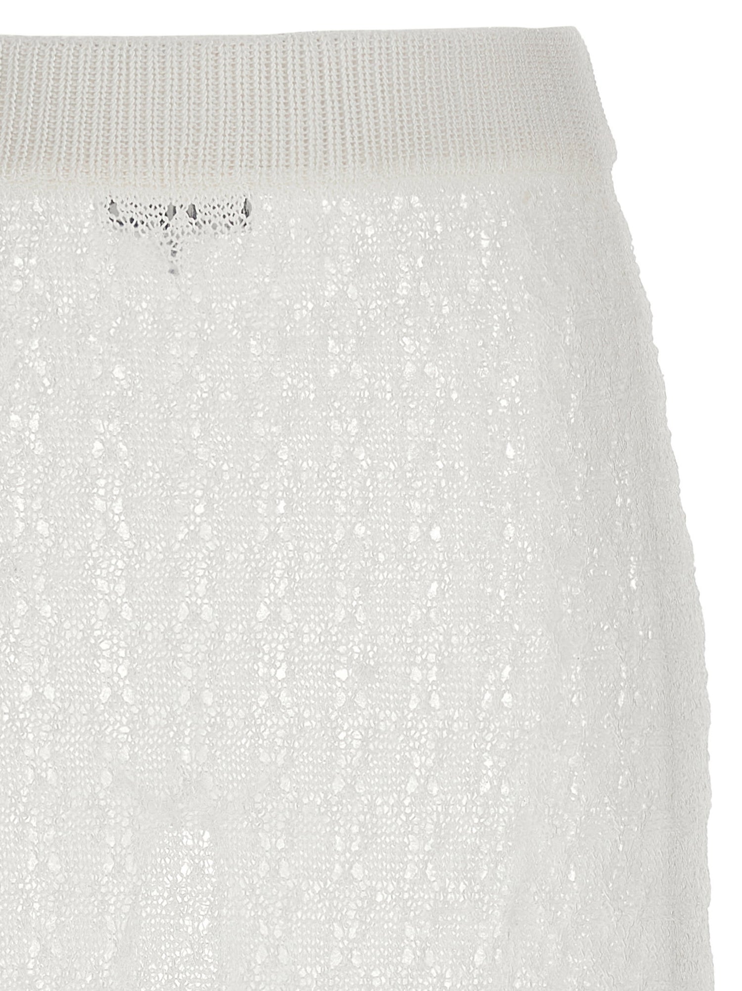 Ganni Shiny Pointelle Knit Skirt White
