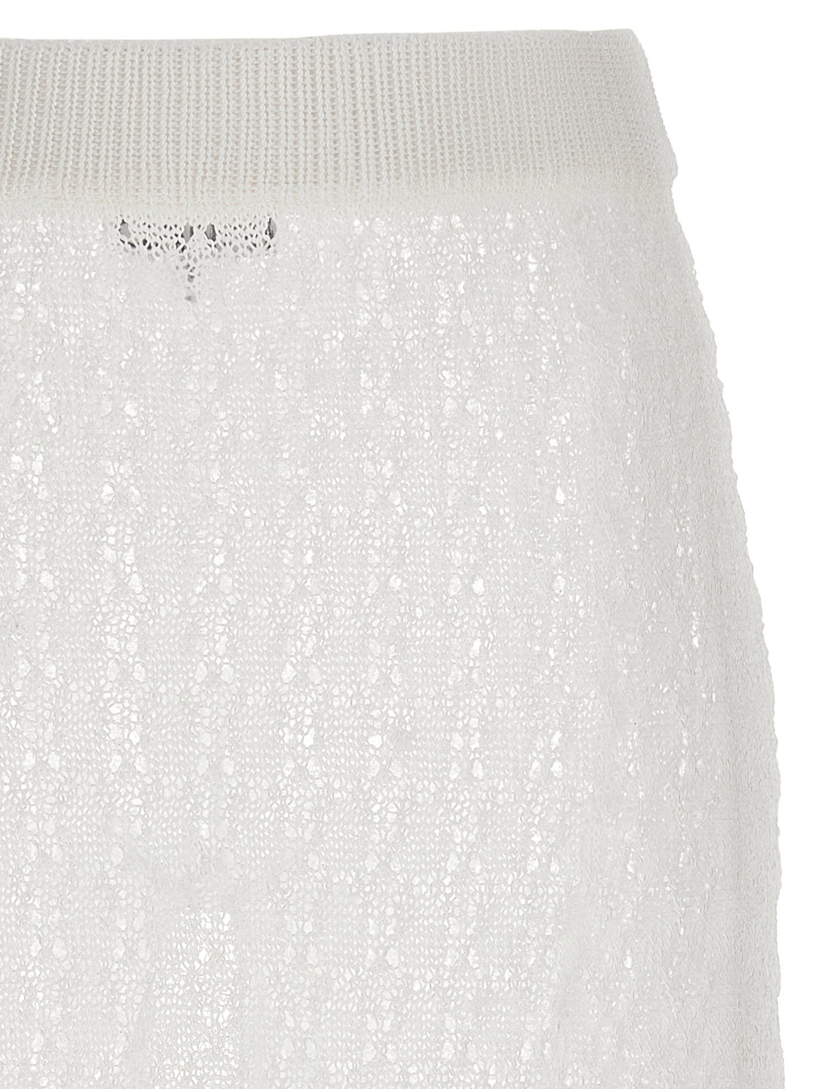 Ganni Shiny Pointelle Knit Skirt White