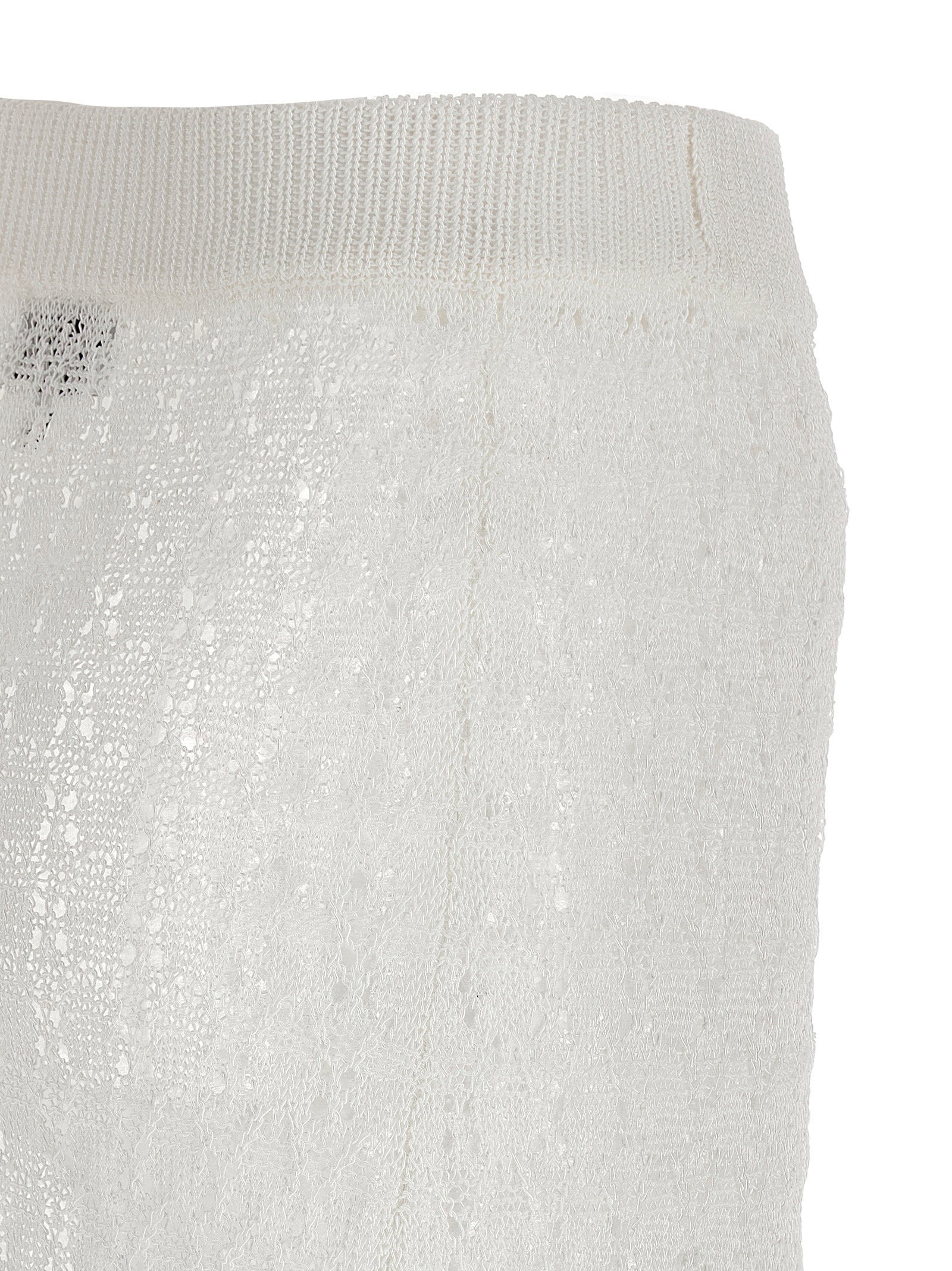 Ganni Shiny Pointelle Knit Skirt White