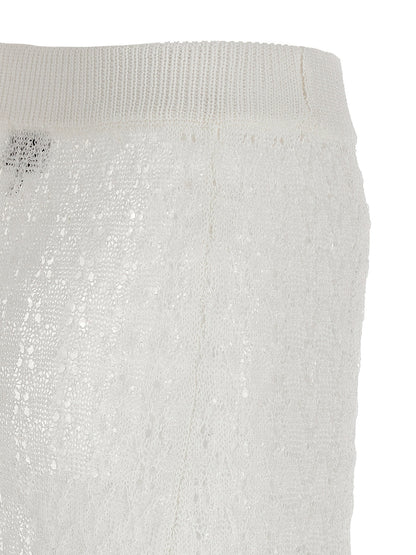 Ganni Shiny Pointelle Knit Skirt White