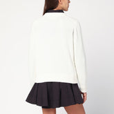 Ganni Ivory Wool-Blend Puppy Intarsia Sweater Beige