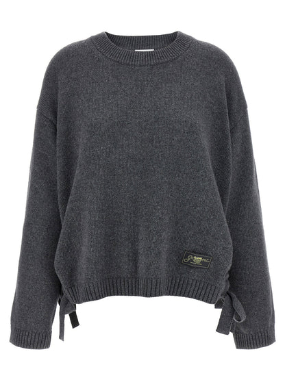 Ganni Side Laces Sweater Gray