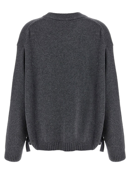 Ganni Side Laces Sweater Gray