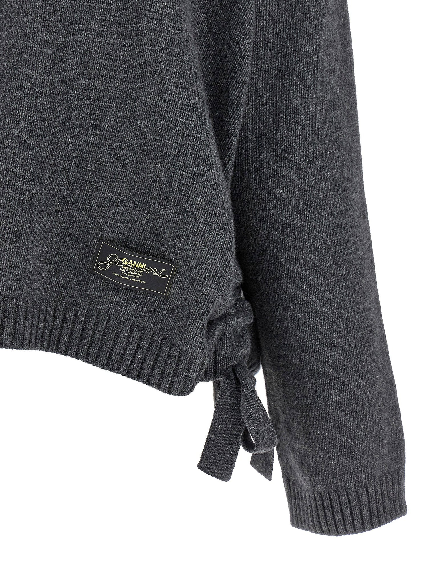 Ganni Side Laces Sweater Gray