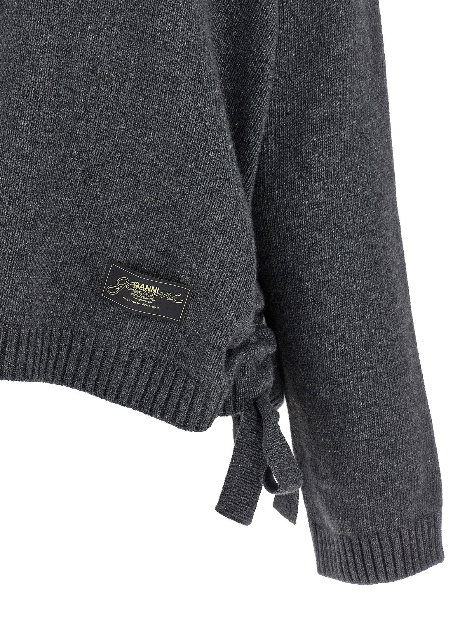 Ganni Side Laces Sweater Gray