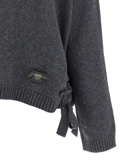 Ganni Side Laces Sweater Gray