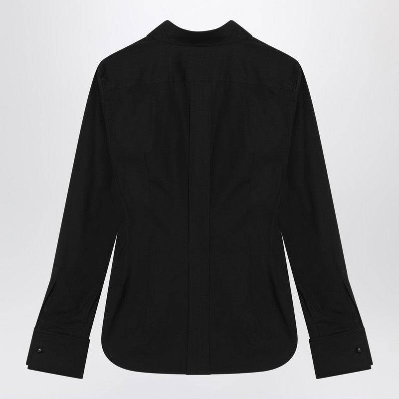Max Mara Black Stretch Cotton Logo Shirt Black