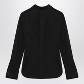 Max Mara Black Stretch Cotton Logo Shirt Black