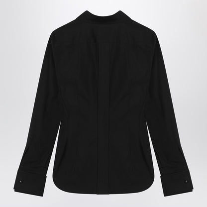 Max Mara Black Stretch Cotton Logo Shirt Black