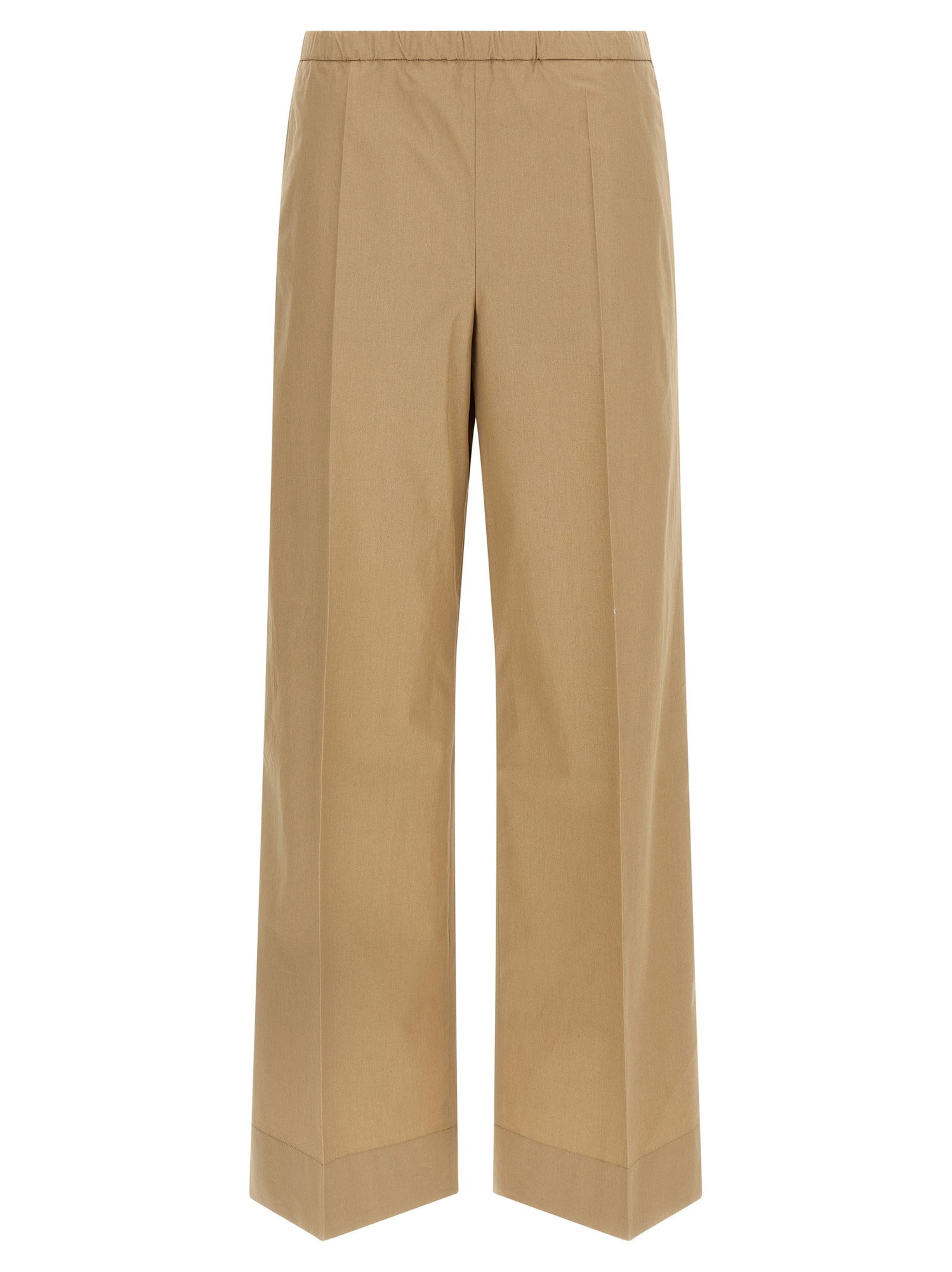 Moncler Grosgrain Logo Patch Pants Beige