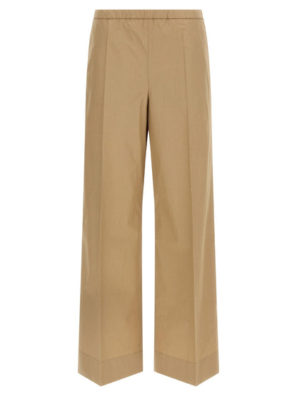 Moncler Grosgrain Logo Patch Pants Beige