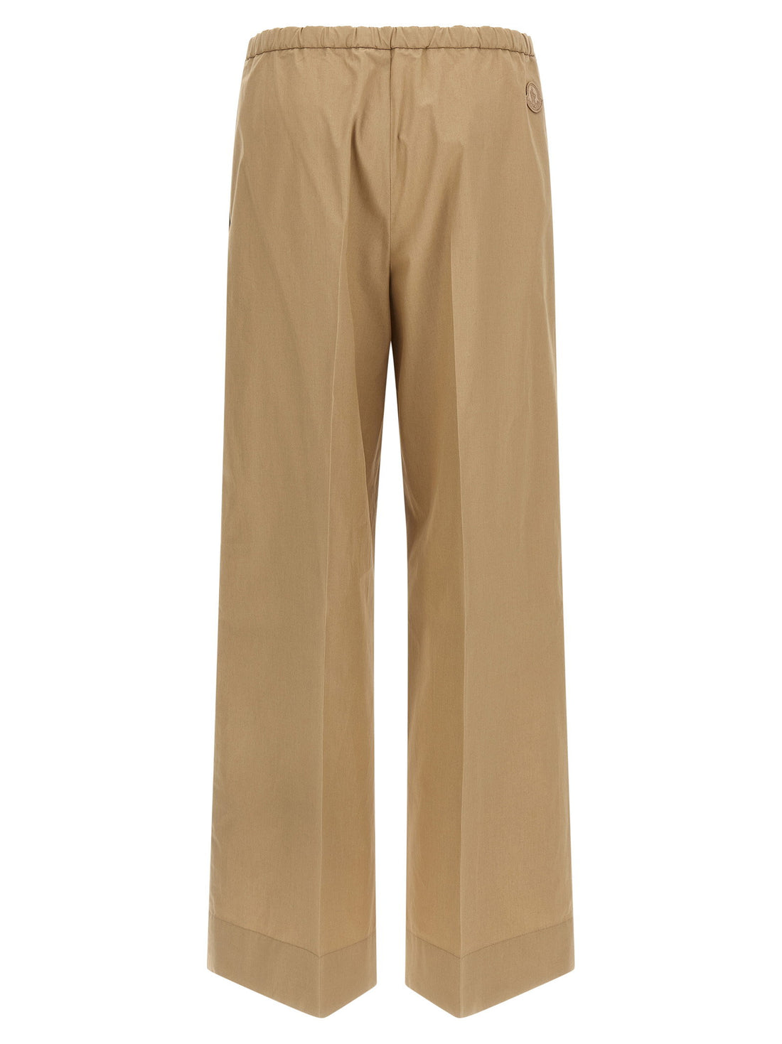 Moncler Grosgrain Logo Patch Pants Beige