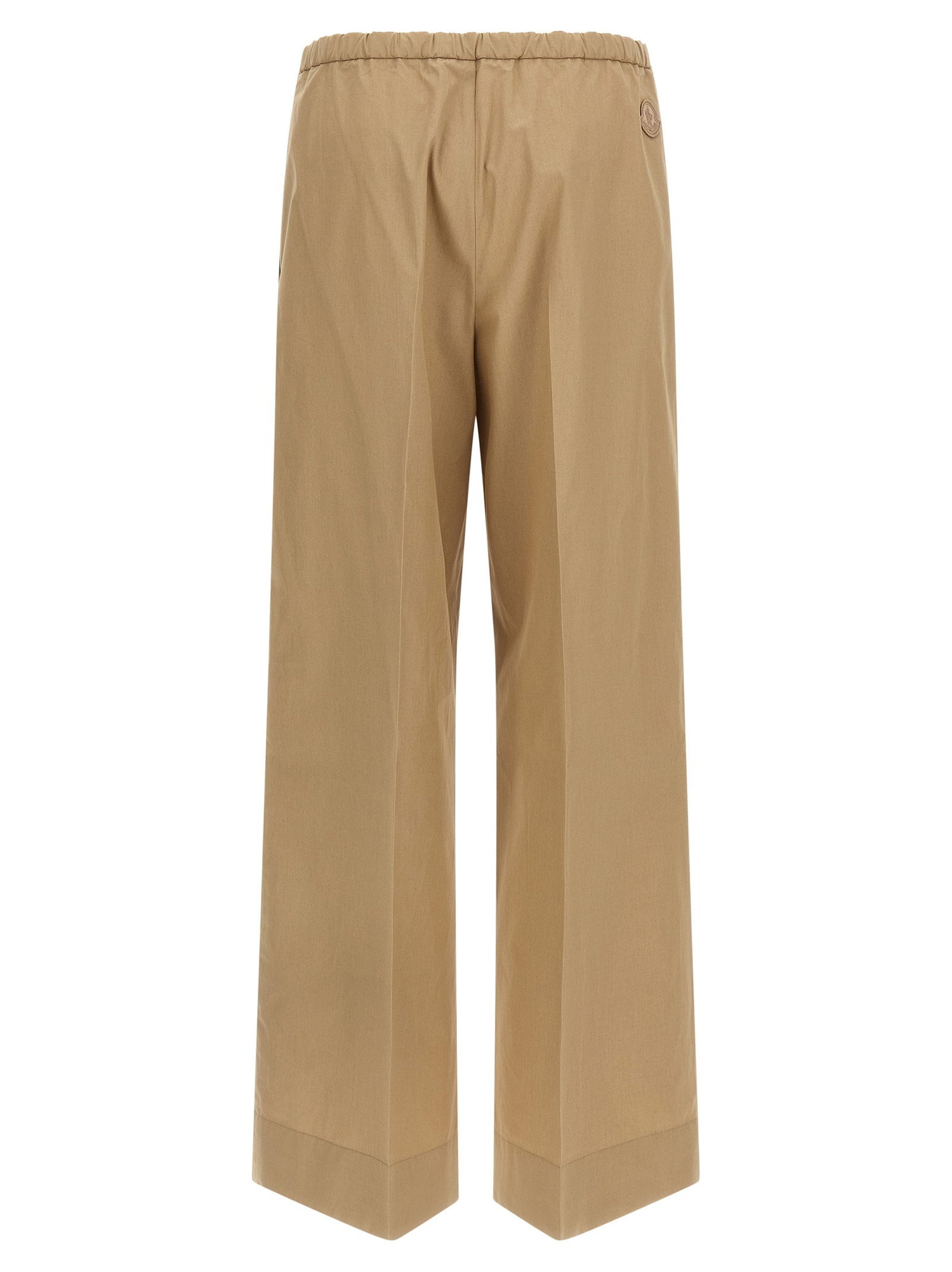 Moncler Grosgrain Logo Patch Pants Beige