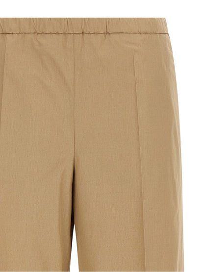 Moncler Grosgrain Logo Patch Pants Beige