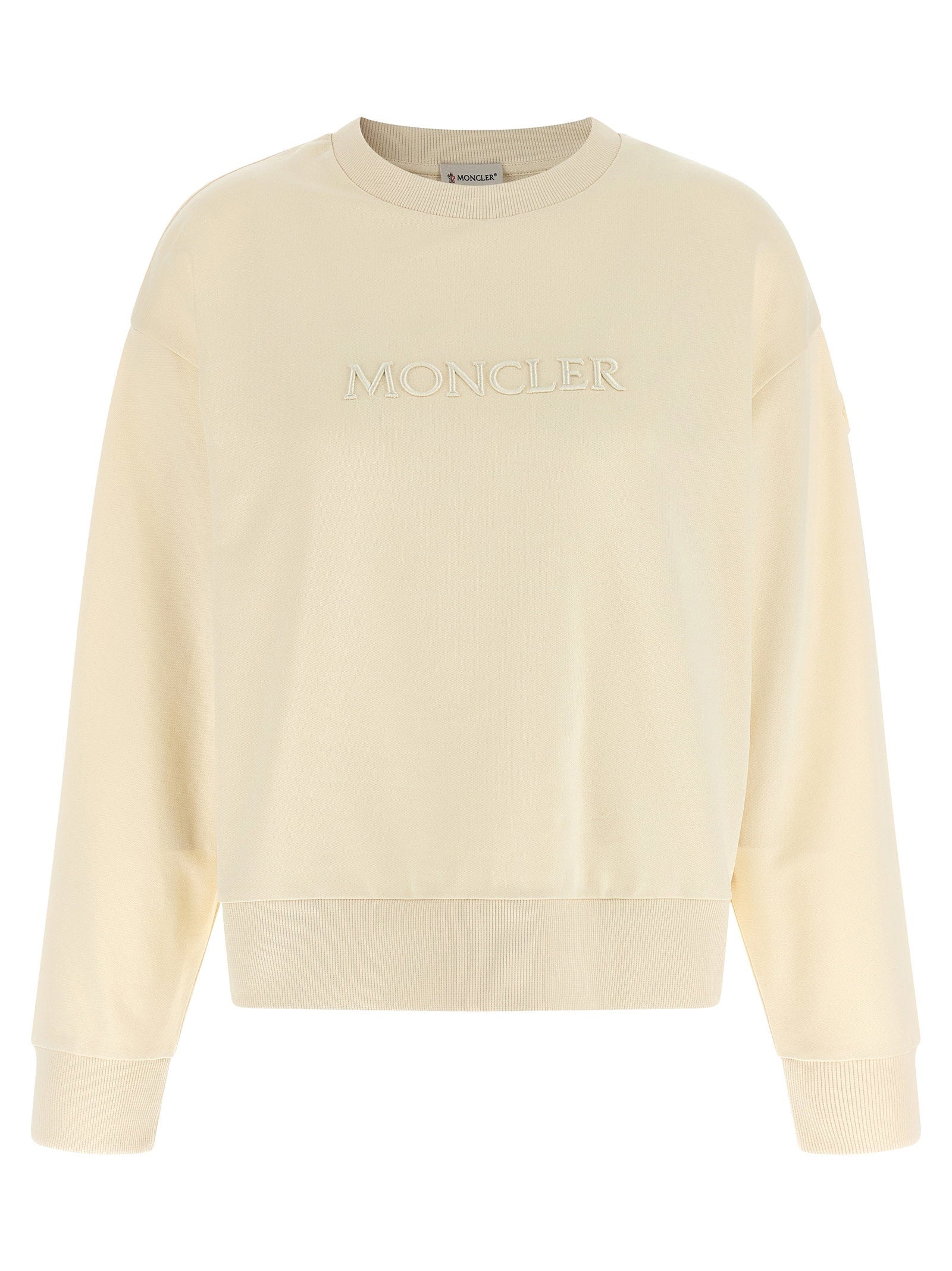 Moncler Logo Embroidery Sweatshirt Beige