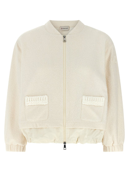 Moncler Bouclé Cardigan White