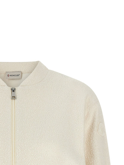 Moncler Bouclé Cardigan White