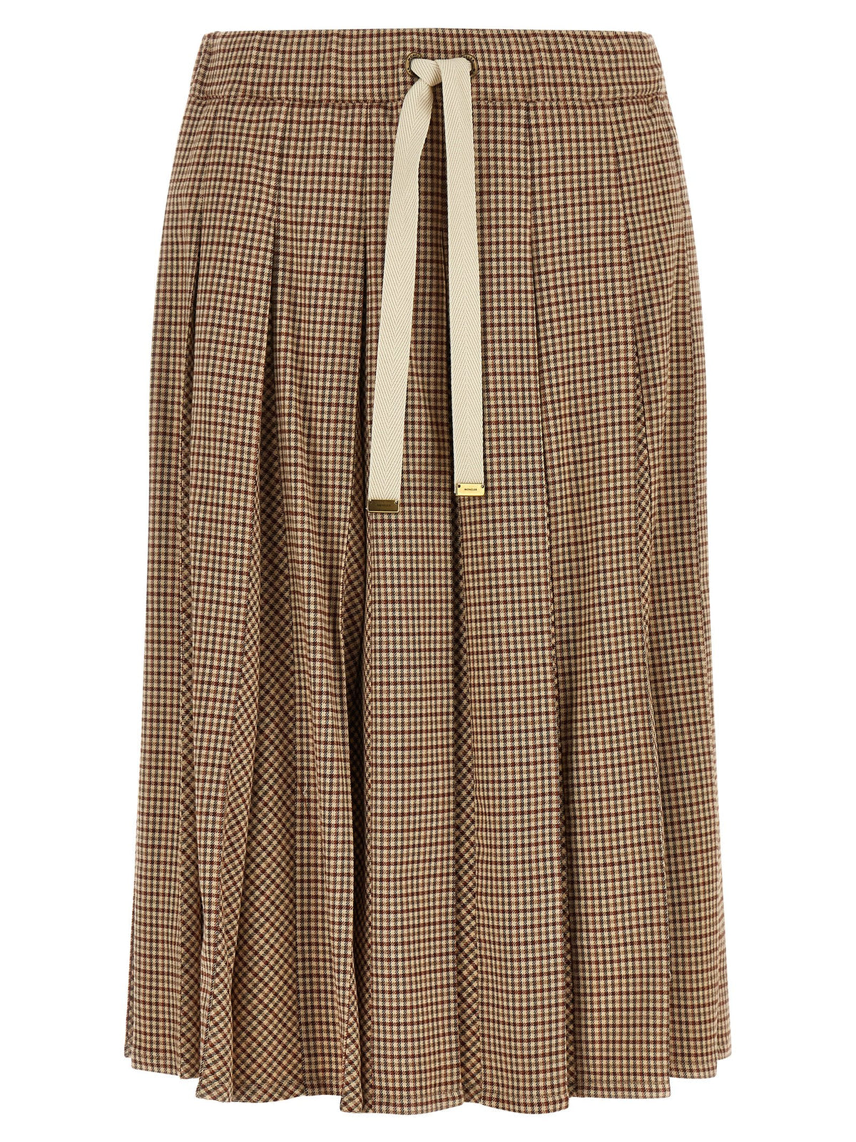 Moncler Pleated Midi Skirt Beige