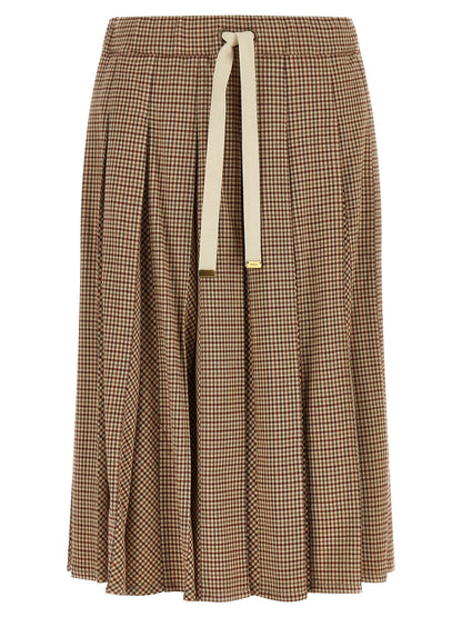 Moncler Pleated Midi Skirt Beige