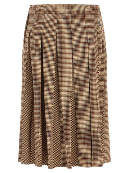 Moncler Pleated Midi Skirt Beige