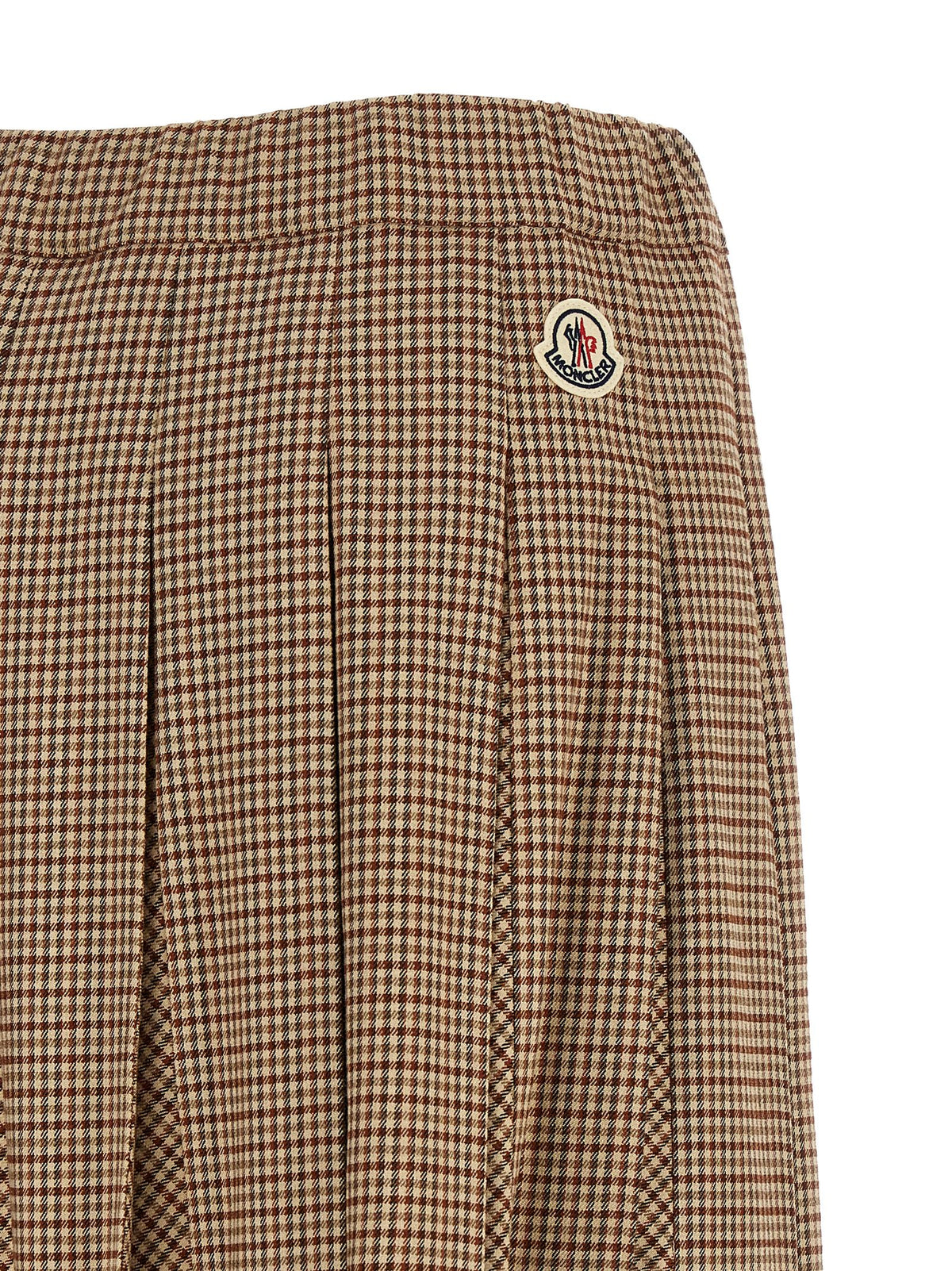 Moncler Pleated Midi Skirt Beige