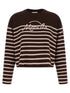 Moncler Striped Sweater With Embroidery Brown