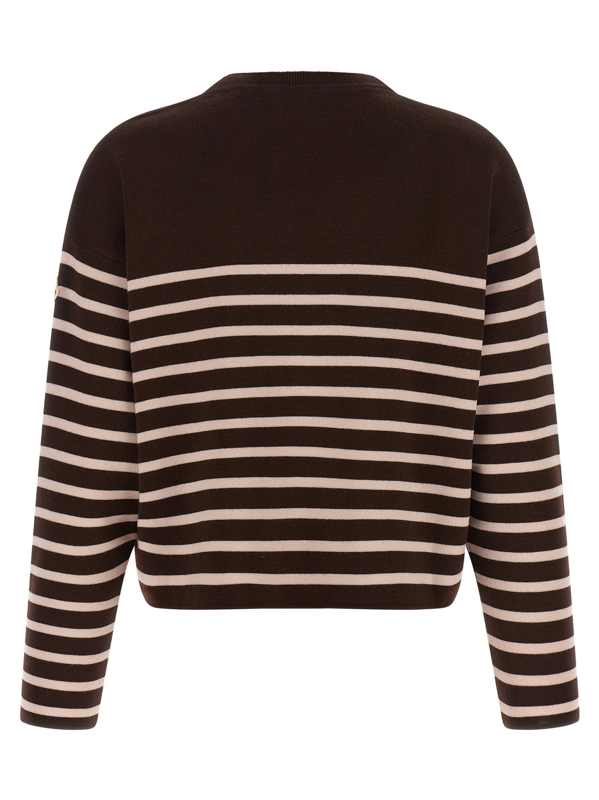 Moncler Striped Sweater With Embroidery Brown
