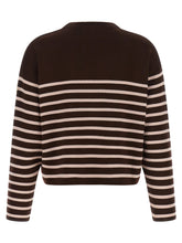 Moncler Striped Sweater With Embroidery Brown