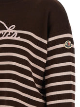 Moncler Striped Sweater With Embroidery Brown