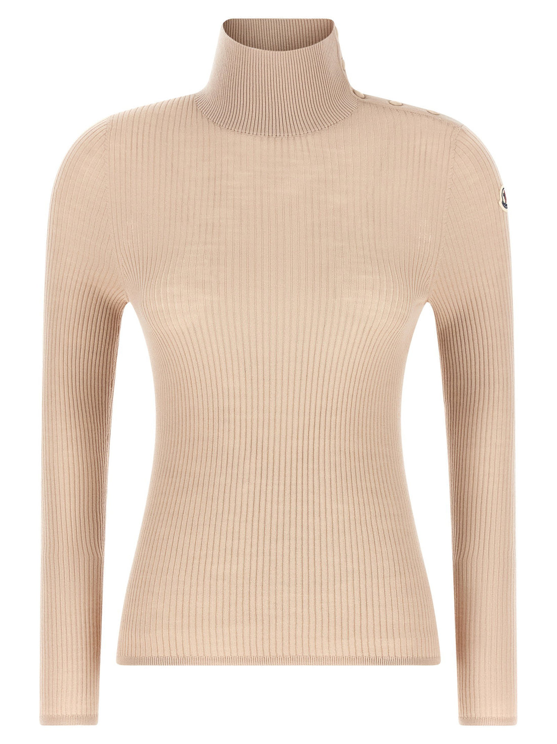 Moncler Textured Wool Turtleneck Sweater Beige