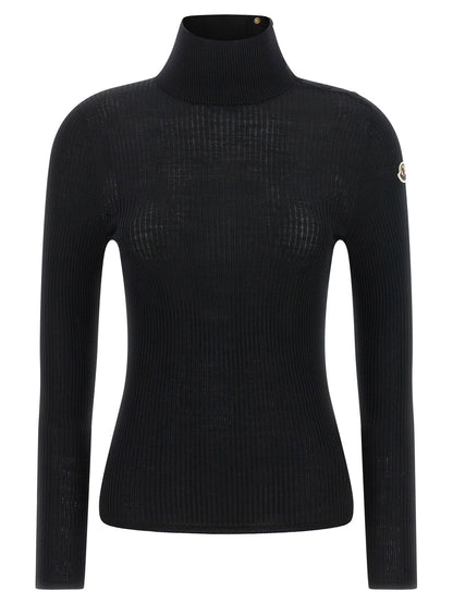Moncler Logo Turtleneck Sweater Black
